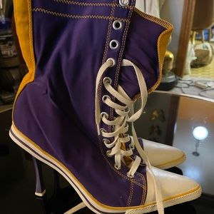 Lakers colored lace up heels